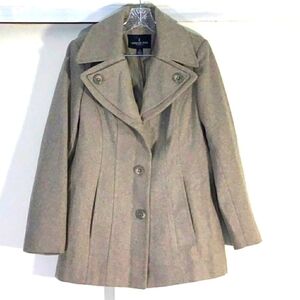 London Fog Vintage Grey Double Breasted Wool Pea Coat Size S